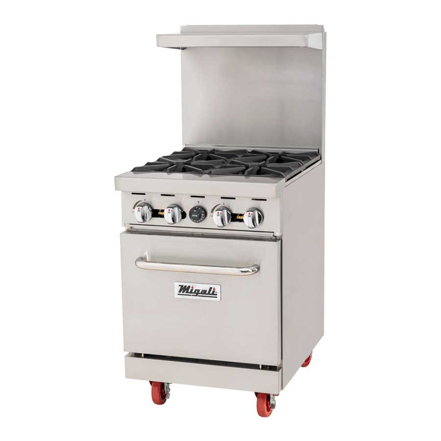 Migali Natural Gas 4 Burners Range with 1 Oven, 24 inch Width x 31 inch Depth x 56.4 inch Height
