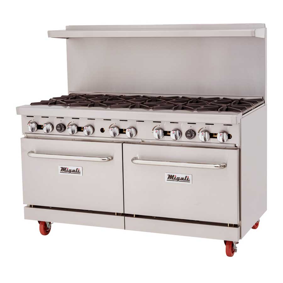Migali 10 Burners Natural Gas Range and Oven, 60 inch Width x 31 inch Depth x 55.25 inch Height
