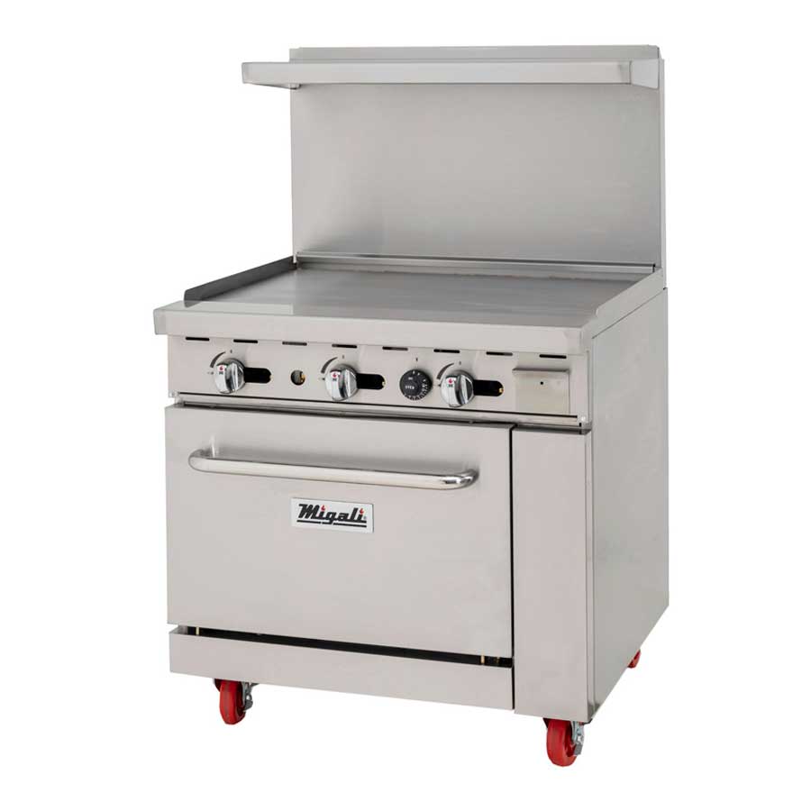 Migali Natural Gas Oven with 36 inch Wide Griddle, 36 inch Width x 31 inch Depth x 56.4 inch Height