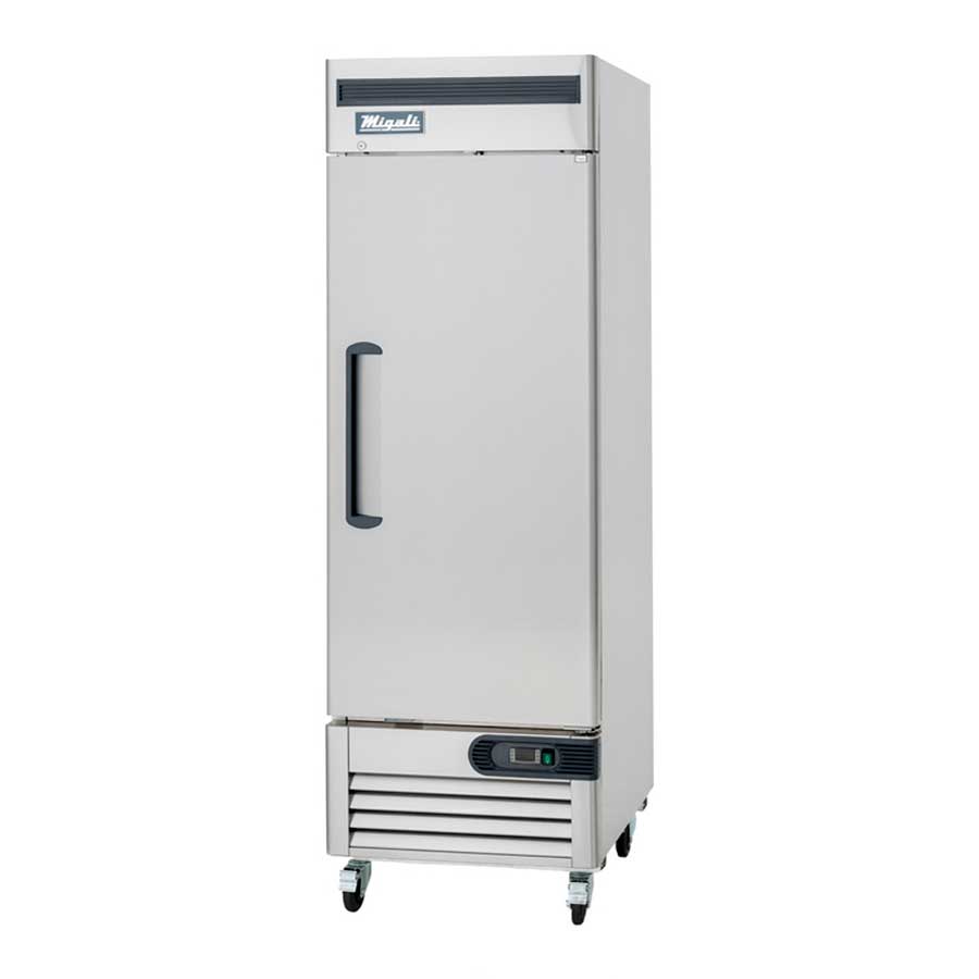 Migali Stainless Steel 1 Door Reach-In Refrigerator with 3 Adjustable Shelves, 27 inch Width x 31.5 inch Depth x 83.2 inch Height