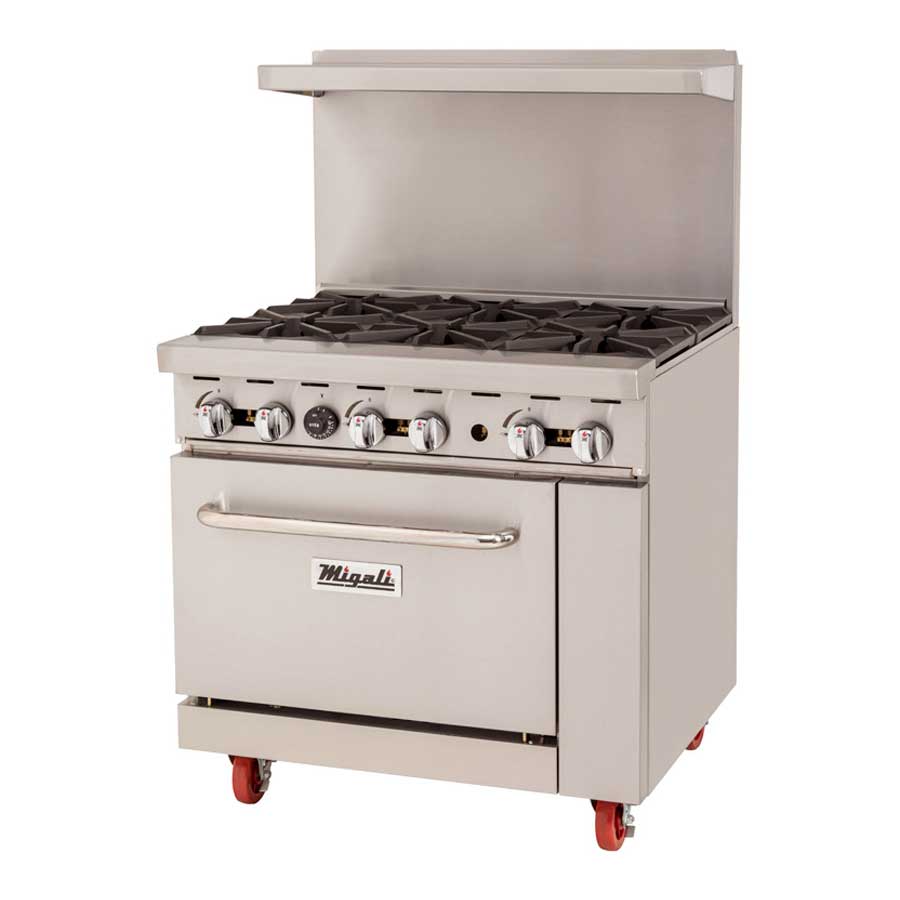 Migali Natural Gas 6 Burners Range with 1 Oven, 36 inch Width x 31 inch Depth x 56.4 inch Height
