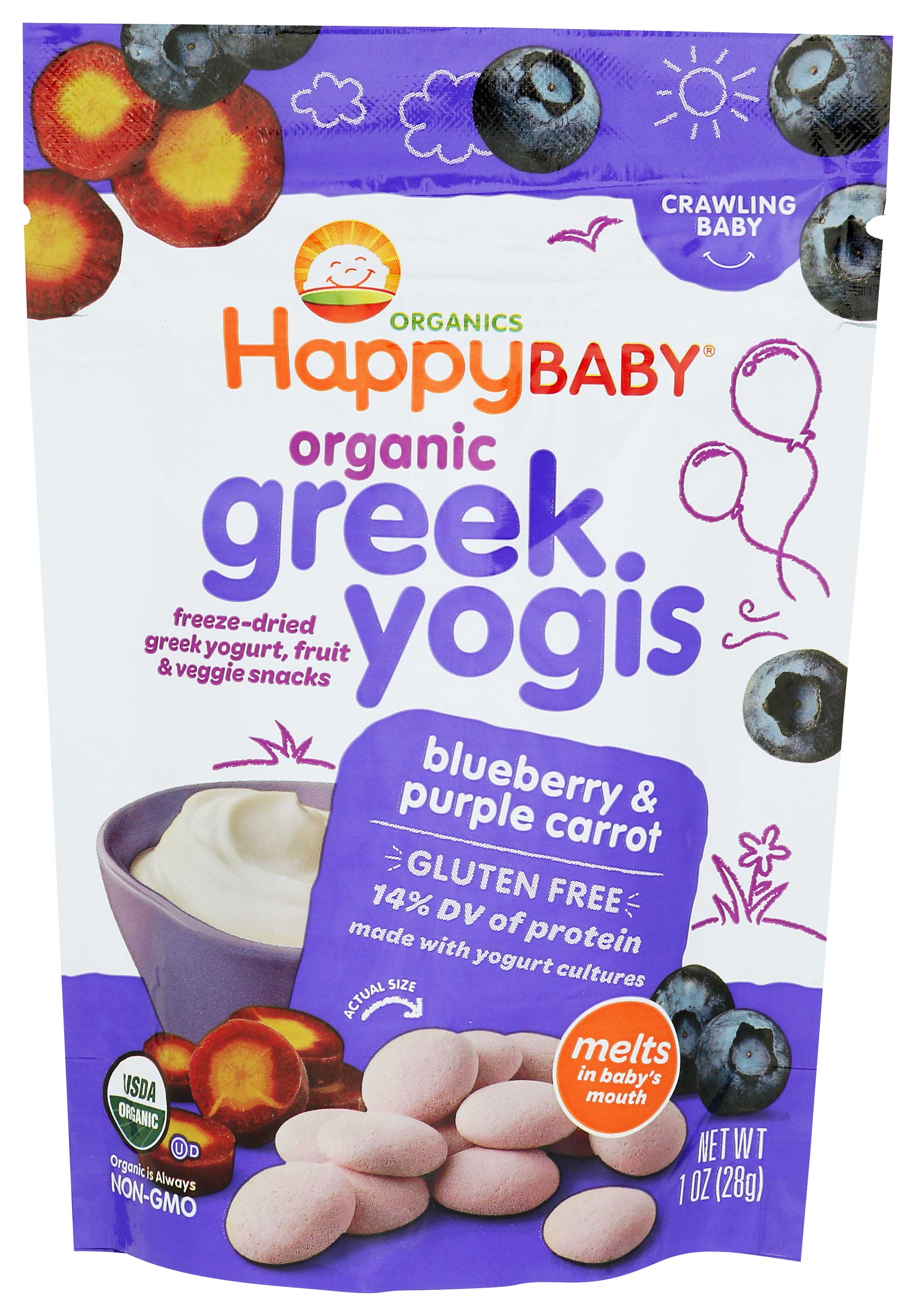 Happy Yogis Organic Blueberry Purple Carrot Greek Yogurt Melts, 1