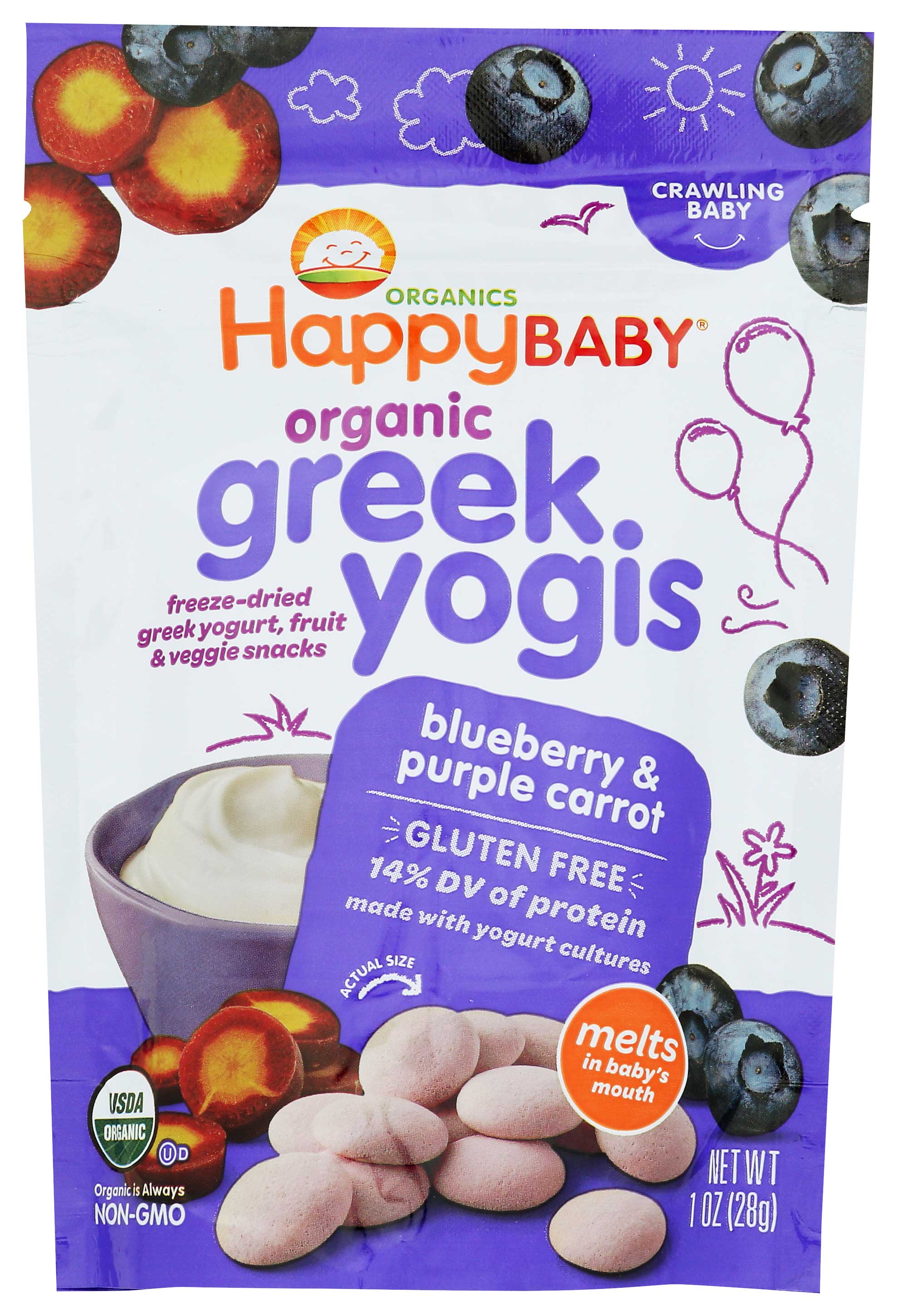 Happy Yogis Organic Blueberry Purple Carrot Greek Yogurt Melts, 1