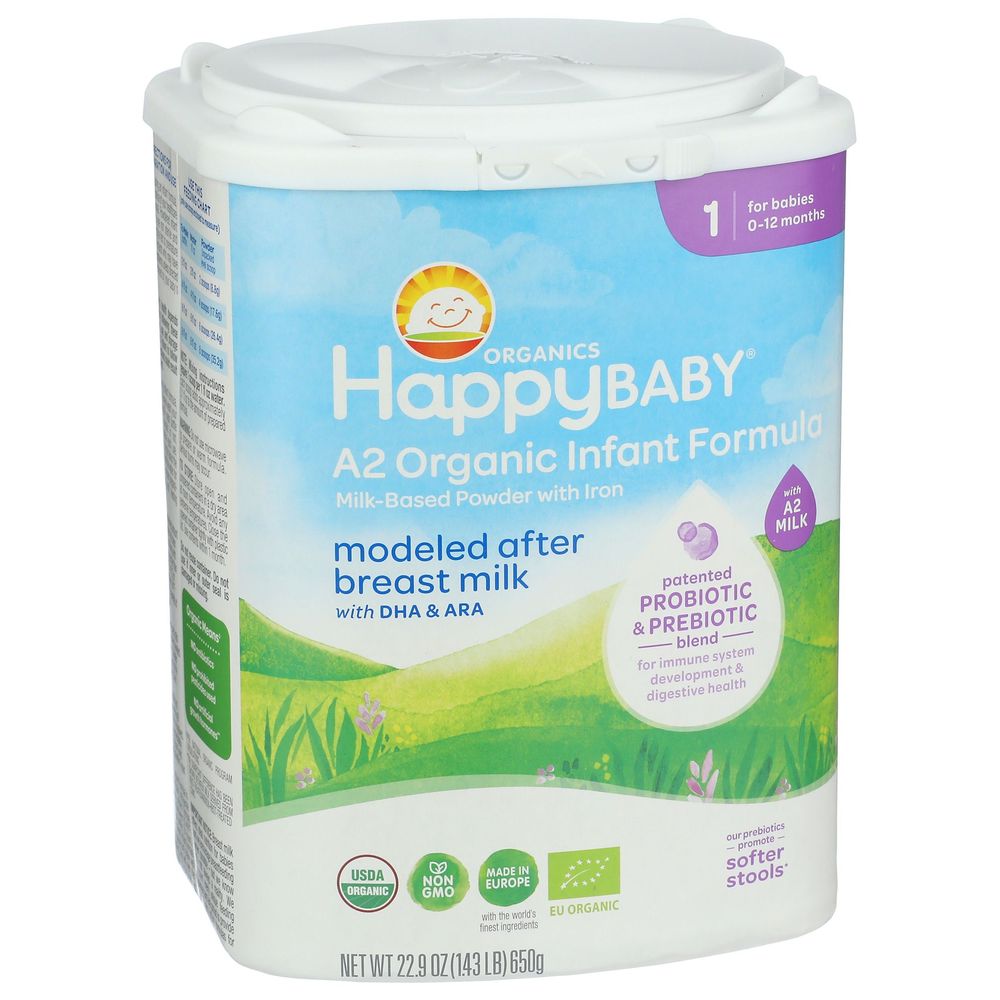 Happy Baby Organic Stage 1 A2 Infant Formula, 22.9 Ounce -- 6 per case