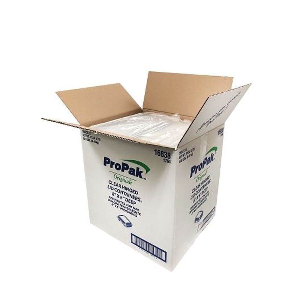 Durable Packaging 8 inch Square Deep Hinged Container, 250 count
