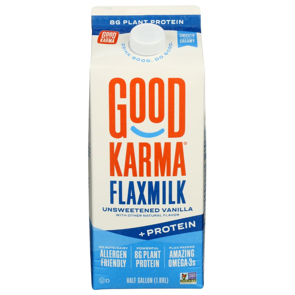 Good Karma Unsweetened VanillaFlavored Flax Milk Case FoodServiceDirect