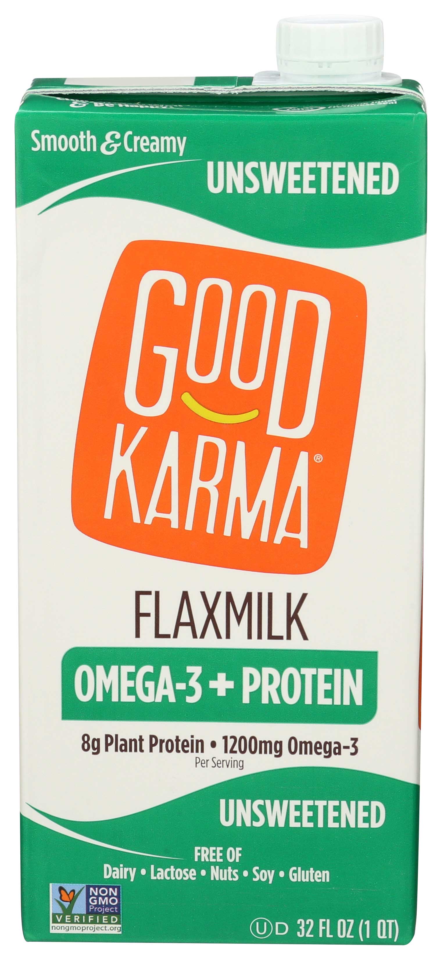 Good Karma Protein Unsweetened Flax Milk, 32 Fluid Ounce -- 6 Per Case