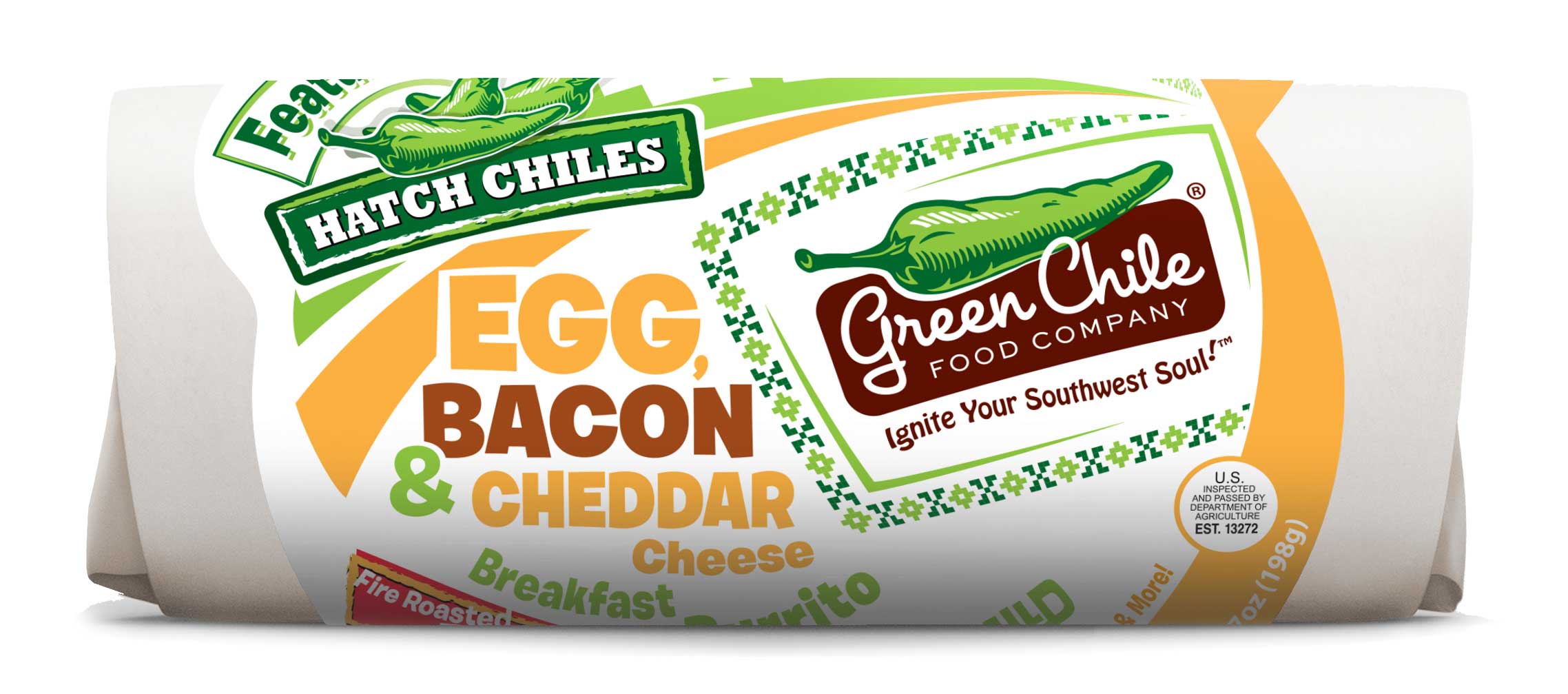 Green Chile Food Egg And Bacon Breakfast Burrito With Hashbrowns Salsa Green Chile And Cheddar, 7 Ounce -- 12 Per Case