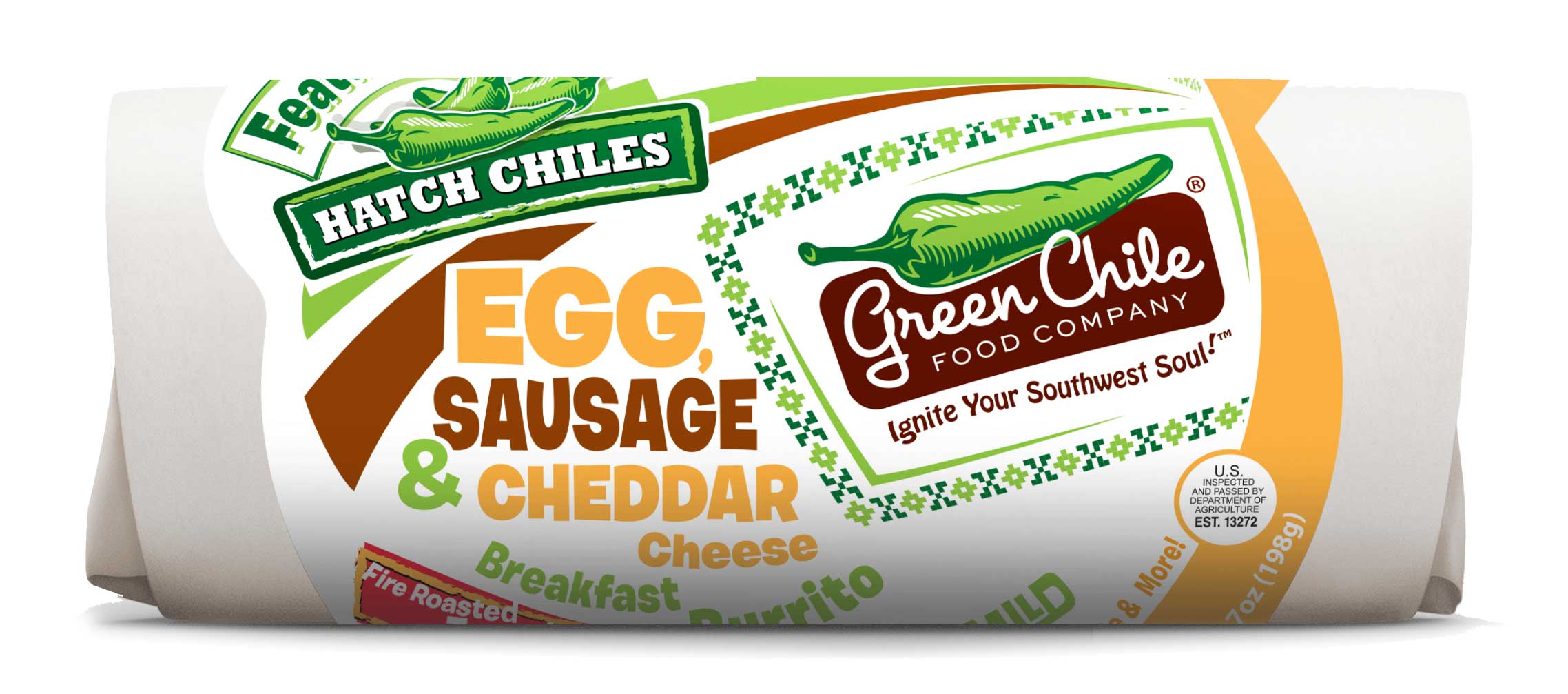 Green Chile Food Egg And Sausage Breakfast Burrito With Hashbrowns Salsa And Cheddar, 7 Ounce -- 12 Per Case