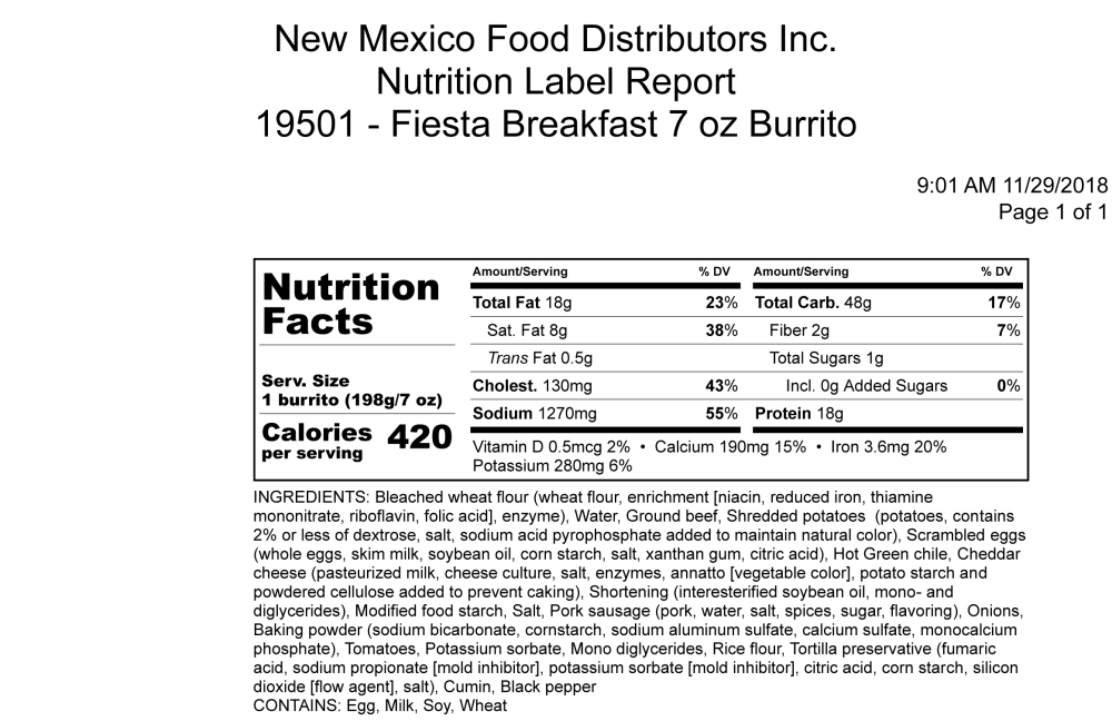 Green Chile Food Company Fiesta Burrito, 7 Ounce -- 12 Per Case