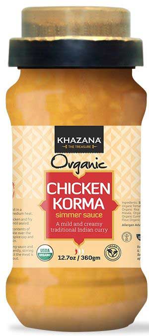Khazana Organic Chicken Korma Simmer Sauce, 12.7 Ounce -- 6 per case