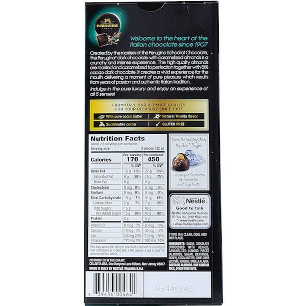 Perugina Dark Chocolate With Caramelized Almonds Bar, 3 Ounce -- 12 Per Case