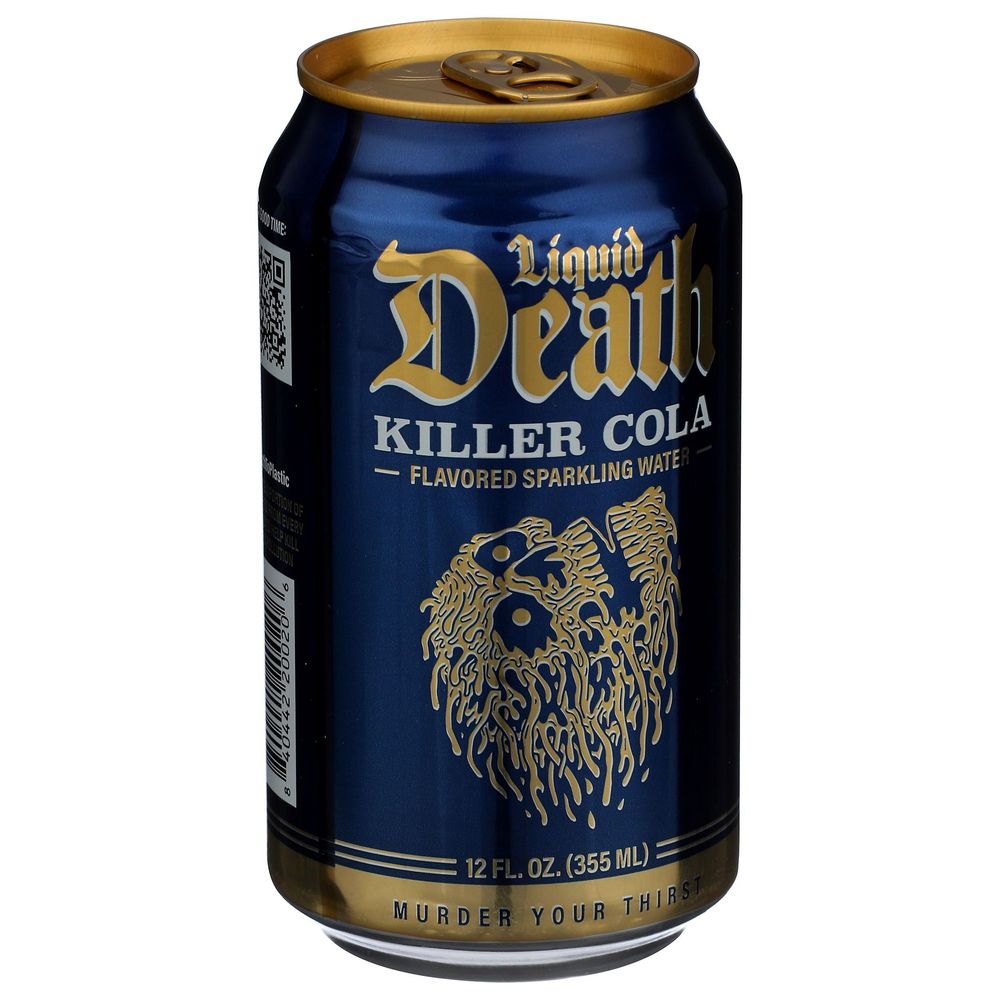 Liquid Death 12 Fluid Ounce Killer Cola Flavored Sparkling Water, 6 Count -- 4 Per Case