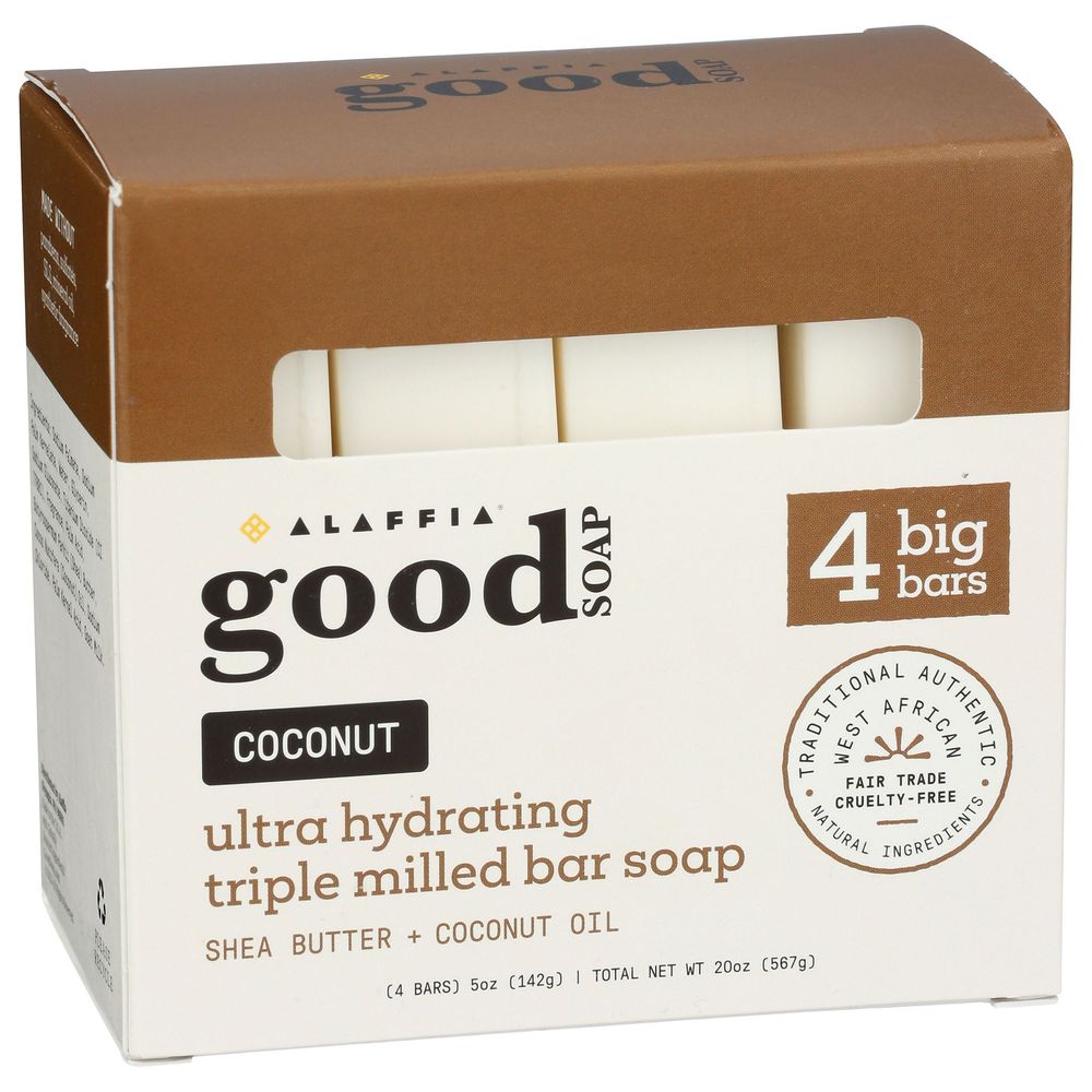 Alaffia Coconut Good Bar Soap, 4 Count