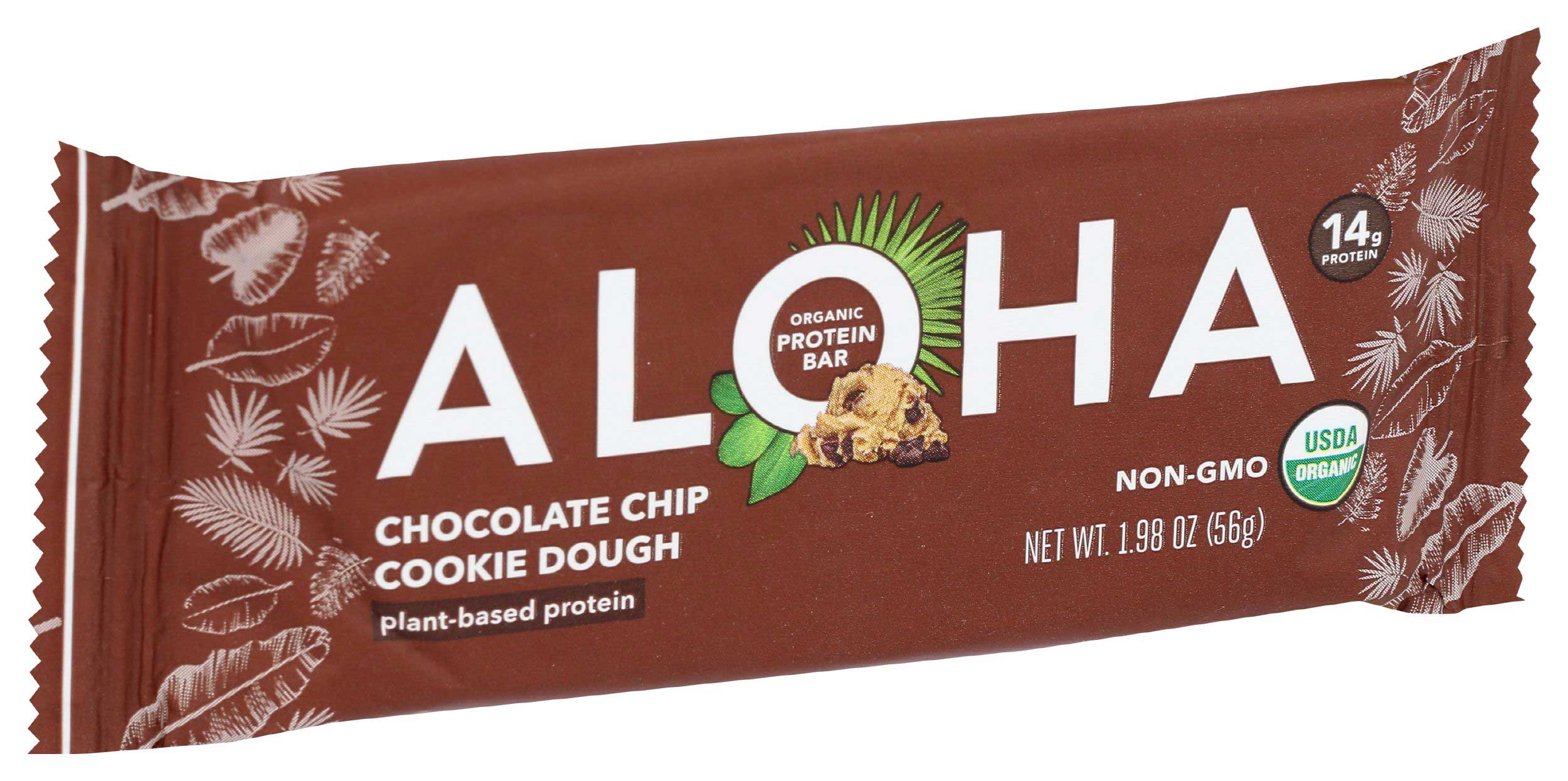 Aloha Organic Chocolate Chip Cookie Dough Protein Bar, 1.98 Ounce -- 12 per case