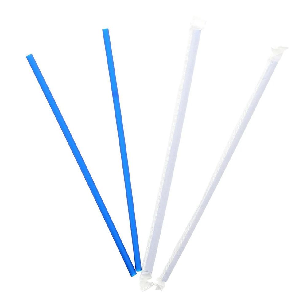 AmerCareRoyal Blue Wrapped Giant Paper Straw, 10.25 inch 1200 per case.