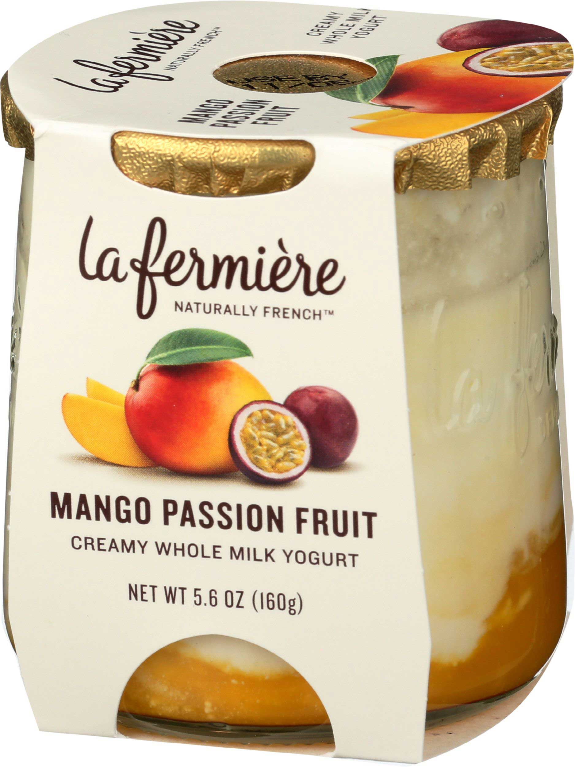 La Fermiere Naturally French Mango Passion Fruit Blueberry Creamy Whole Milk Yogurt, 5.6 Ounce -- 6 Per Case