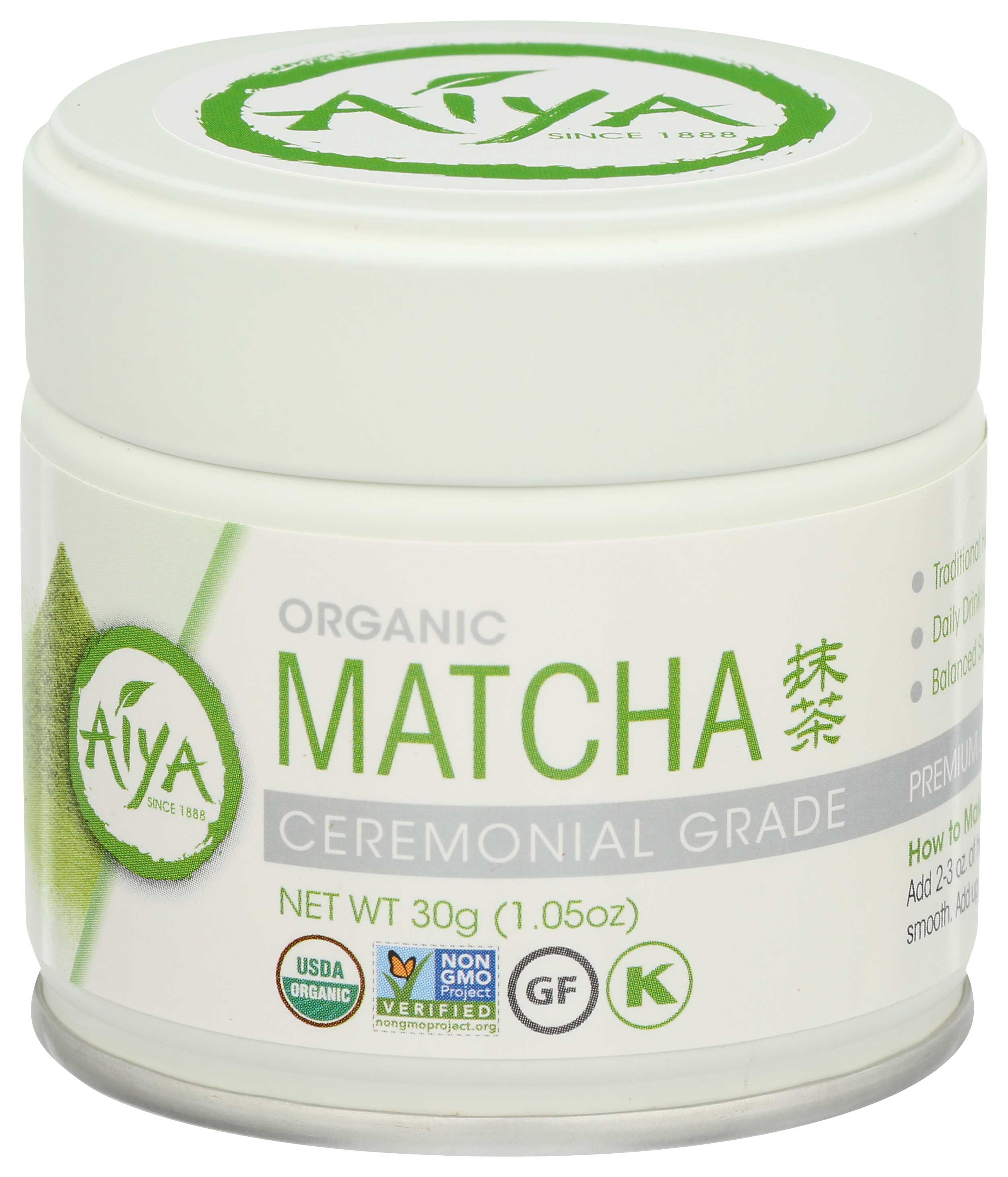 Aiya Organic Ceremonial Grade Matcha Tea, 30 Gram -- 6 Per Case