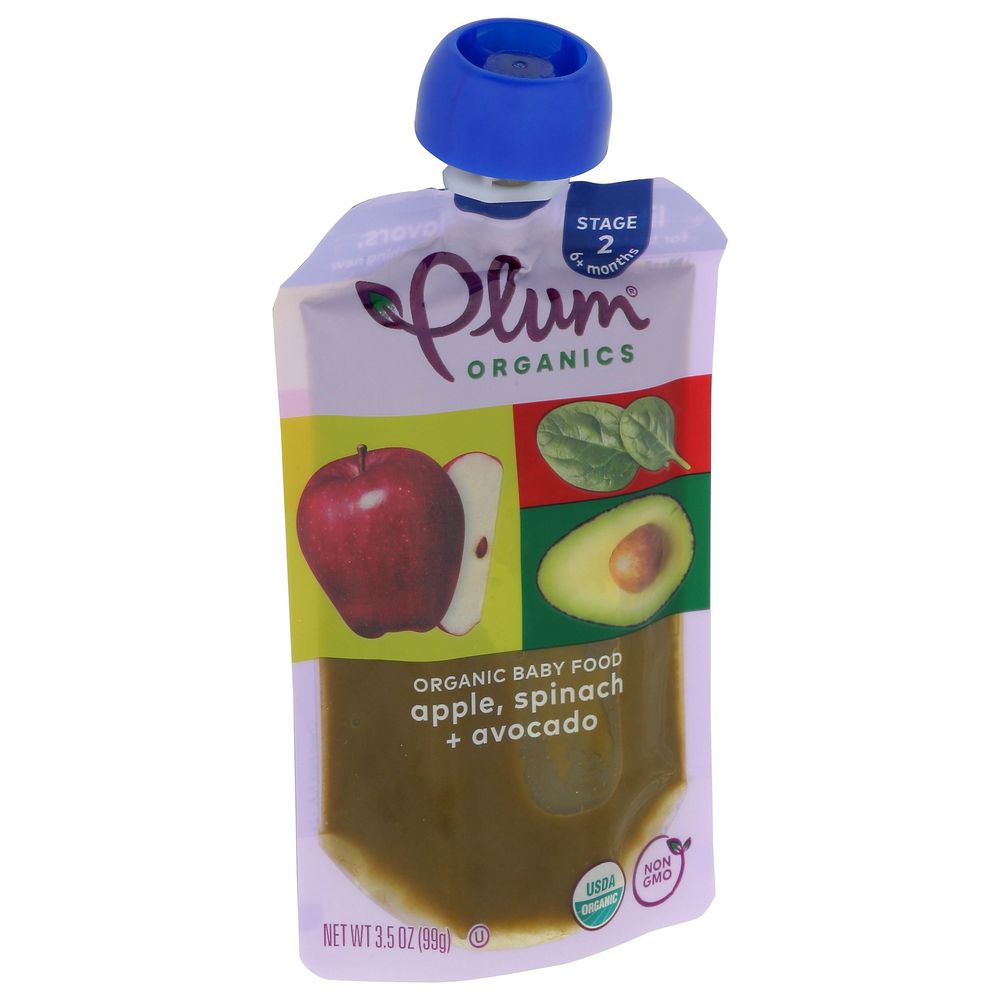 Plum Organics Apple Spinach Plus Avocado Baby Food For Stage 2, 3.5 Ounce -- 12 Per Case