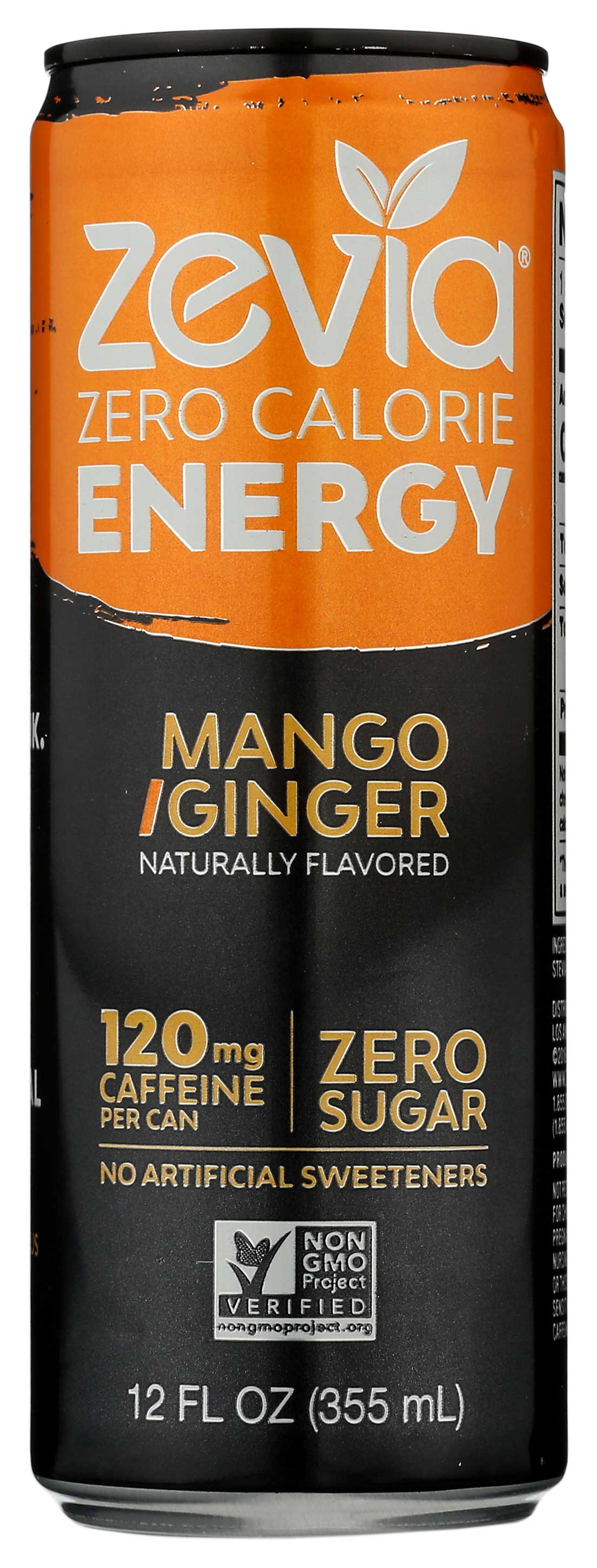 Zevia Zero Calorie Mango Ginger Energy Drink, 12 Fluid Ounce -- 12