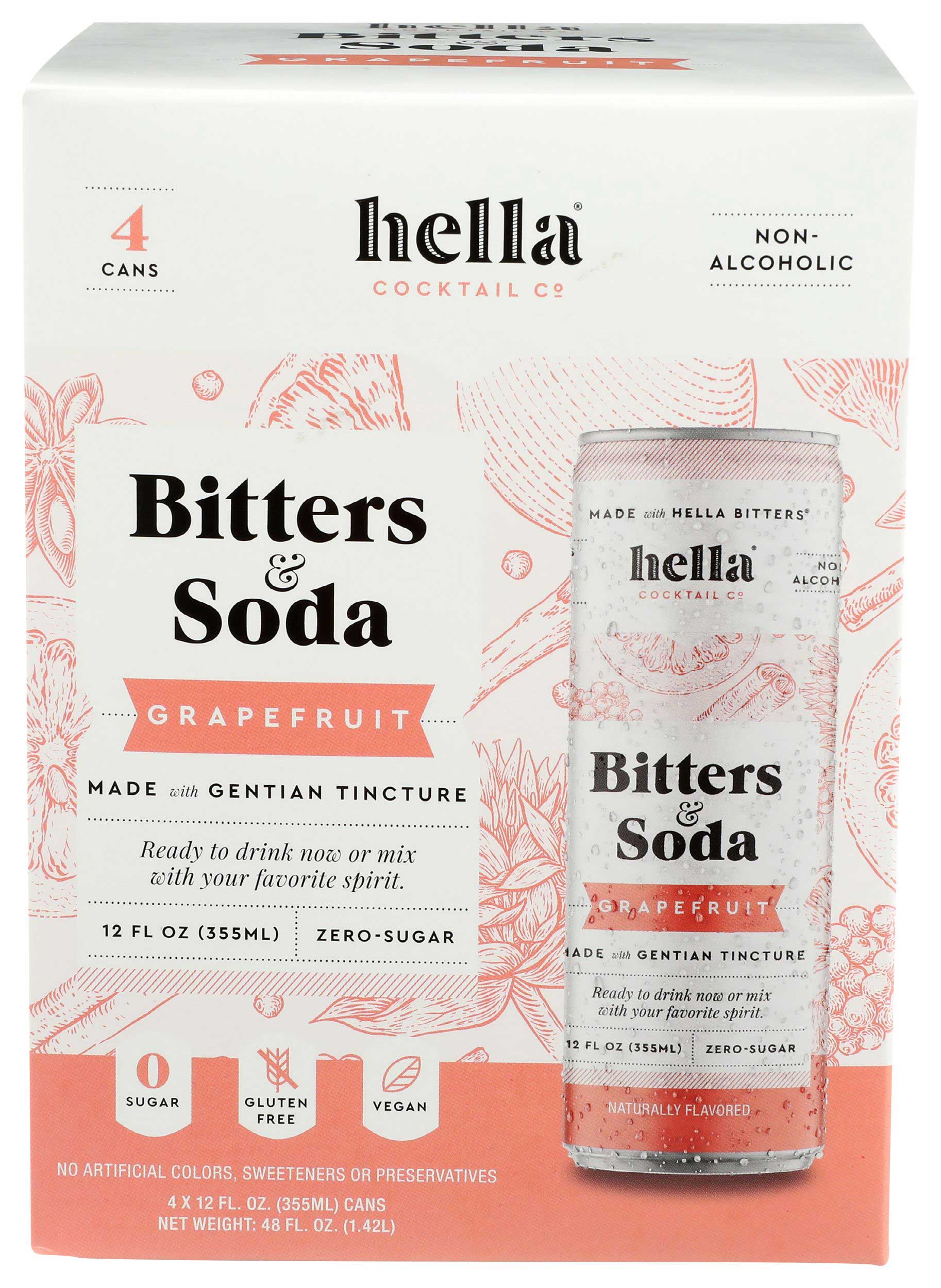 Hella Cocktail Grapefruit Bitters and Soda, 12 Fluid Ounce 4 per pack