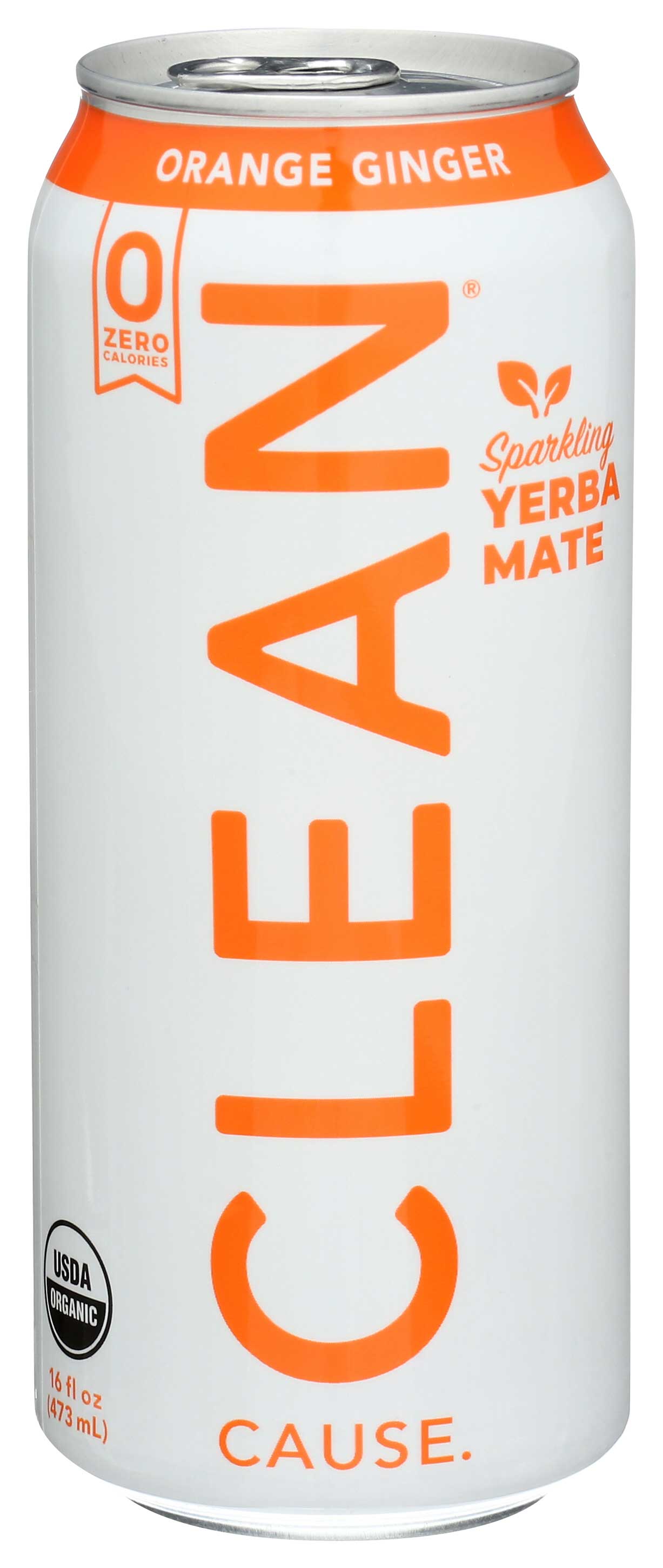 Clean Cause Organic Zero Calorie Orange Ginger Sparkling Yerba Mate, 16 Fluid Ounce -- 12 Per Case
