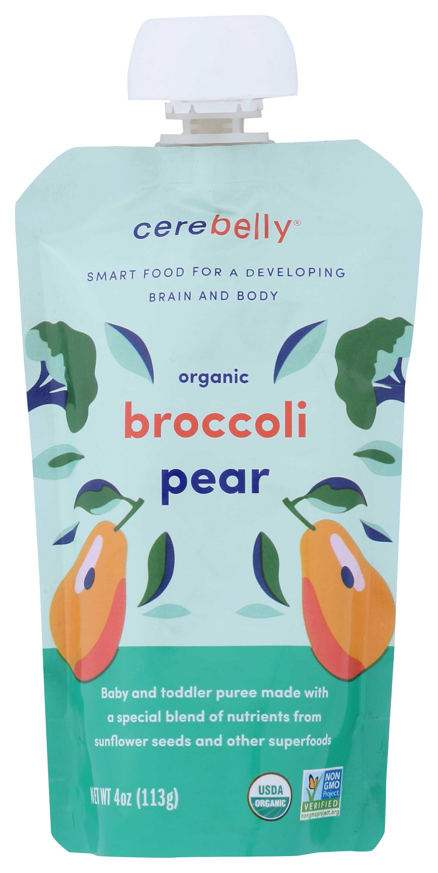 Cerebelly Organic Broccoli Pear Puree, 4 Ounce -- 6 Per Case