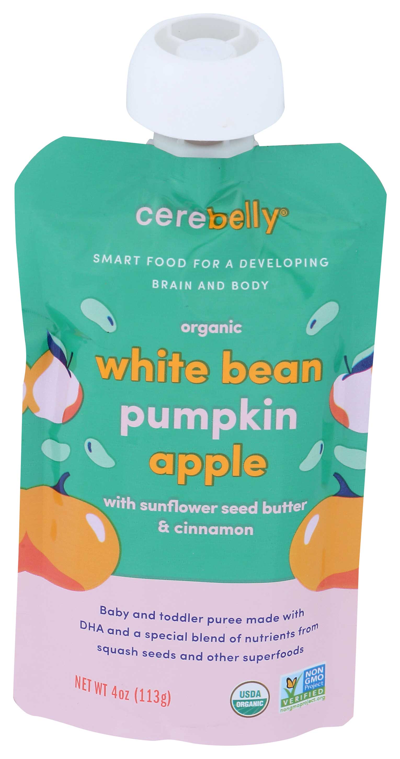 Cerebelly Organic White Bean Pumpkin Apple Puree, 4 Ounce -- 6 Per Case