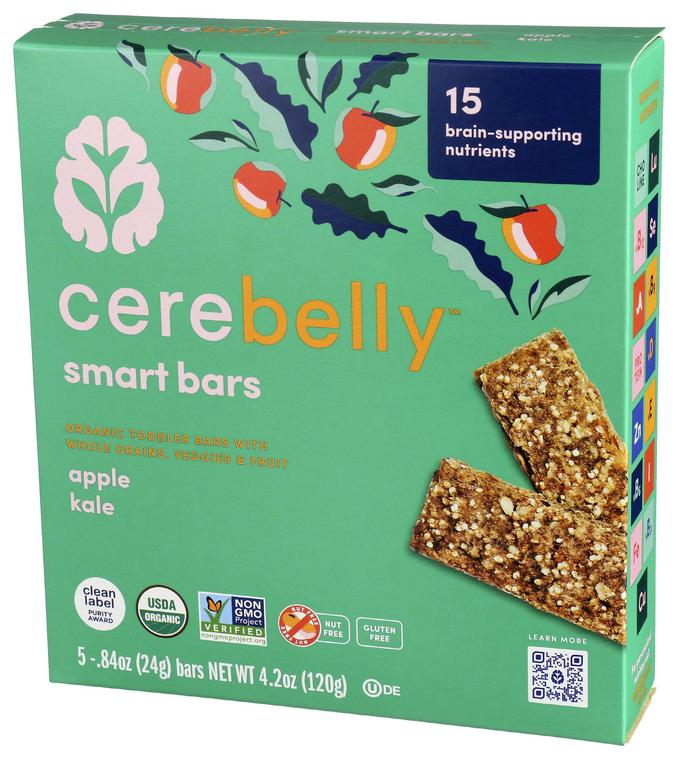Cerebelly Organic Apple Kale Smart Bar, 4.2 Ounce -- 6 per case