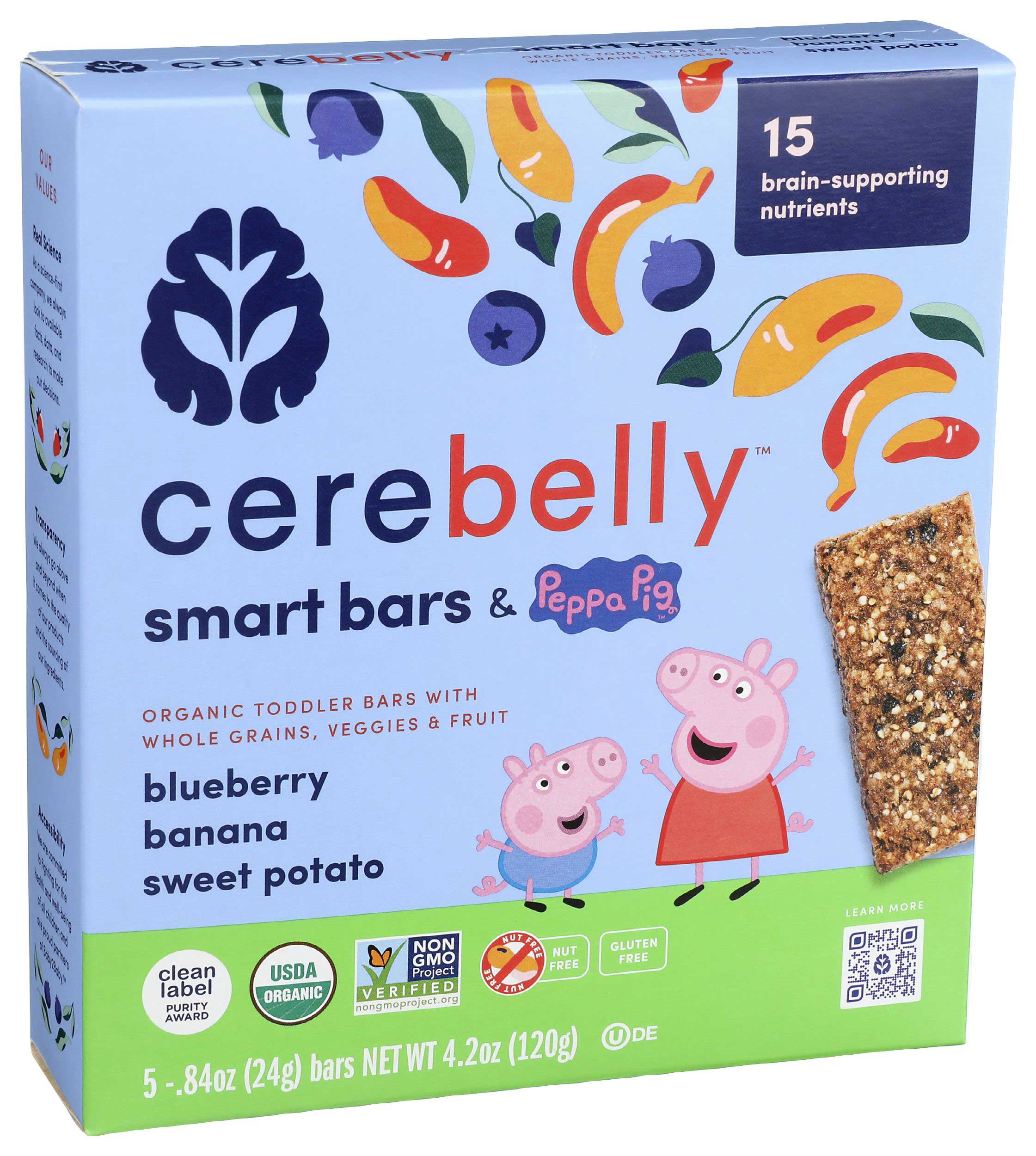 Cerebelly Organic Blueberry Banana and Sweet Potato Smart Bar, 4.2 Ounce -- 6 per case