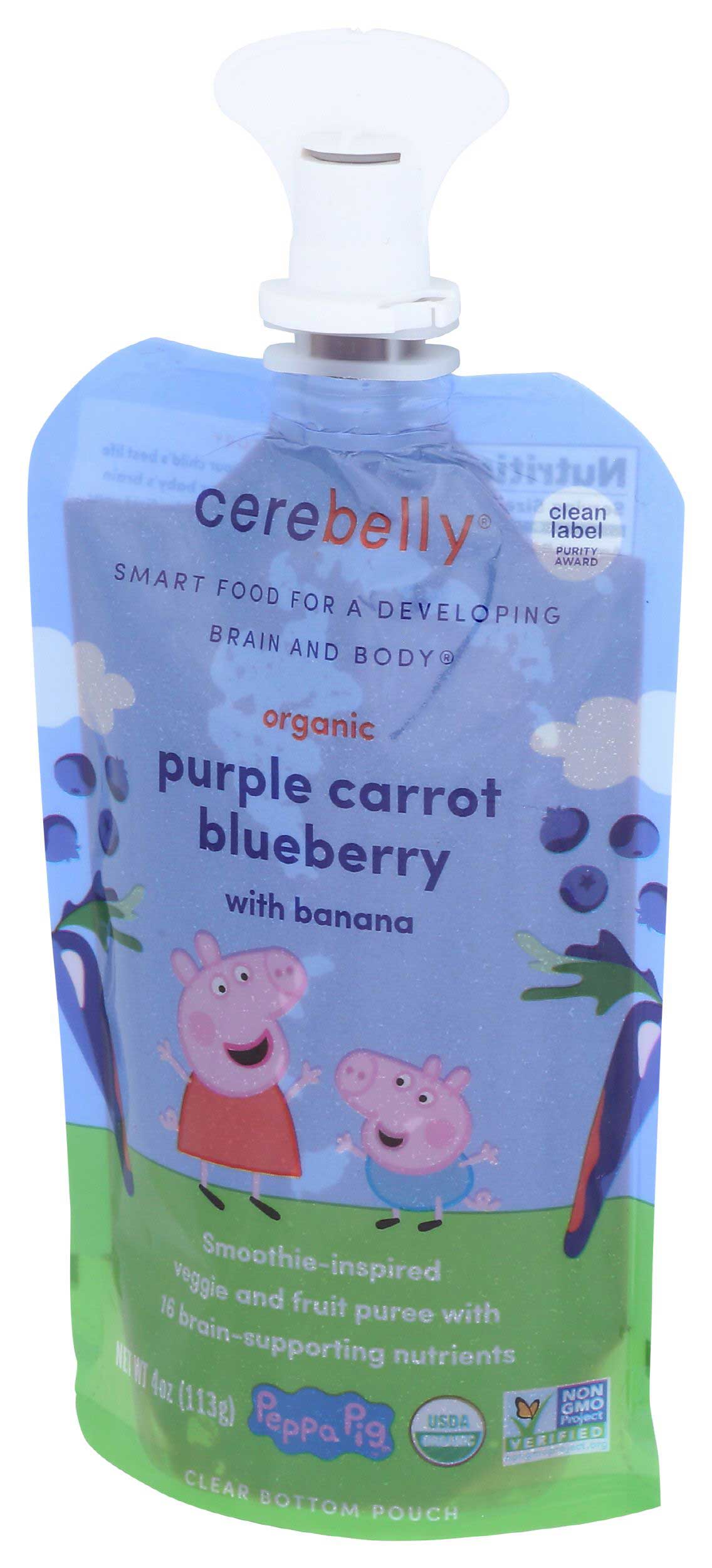 Cerebelly Organic Purple Carrot Blueberry With Banana Smoothie, 4 Ounce -- 6 Per Case