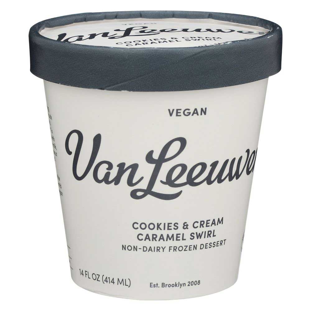 Van Leeuwen Vegan Cookies And Cream Caramel Swirl Ice Cream, 14 Fluid Ounce -- 8 Per Case