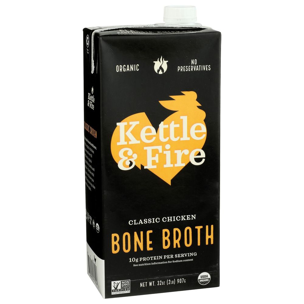 Kettle And Fire Organic Gluten Free Classic Chicken Bone Broth, 32 Ounce -- 8 Per Case