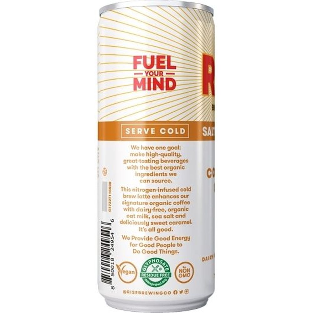 Rise Brewing Co. Salted Caramel Oat Milk Nitro Cold Brew Latte, 7 Fluid Ounce -- 12 Per Case