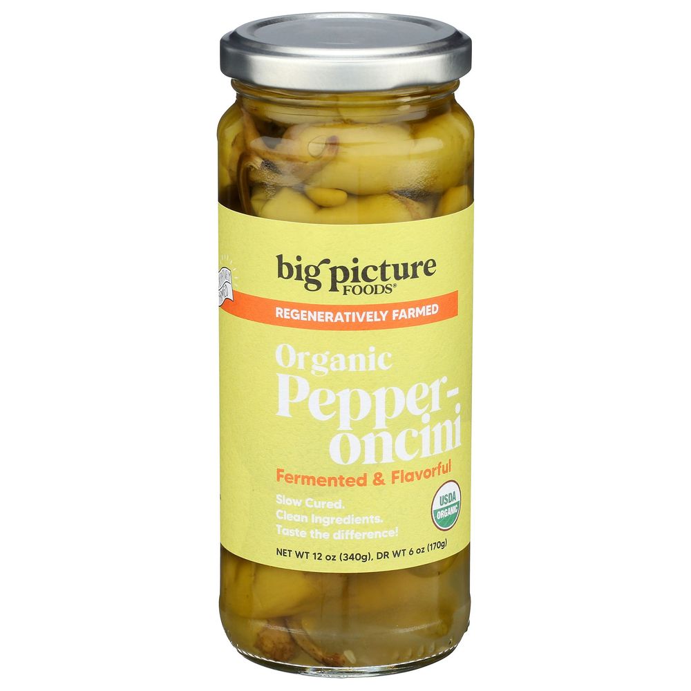 Big Picture Foods Organic Whole Pepperoncini, 12 Ounce -- 8 Per Case