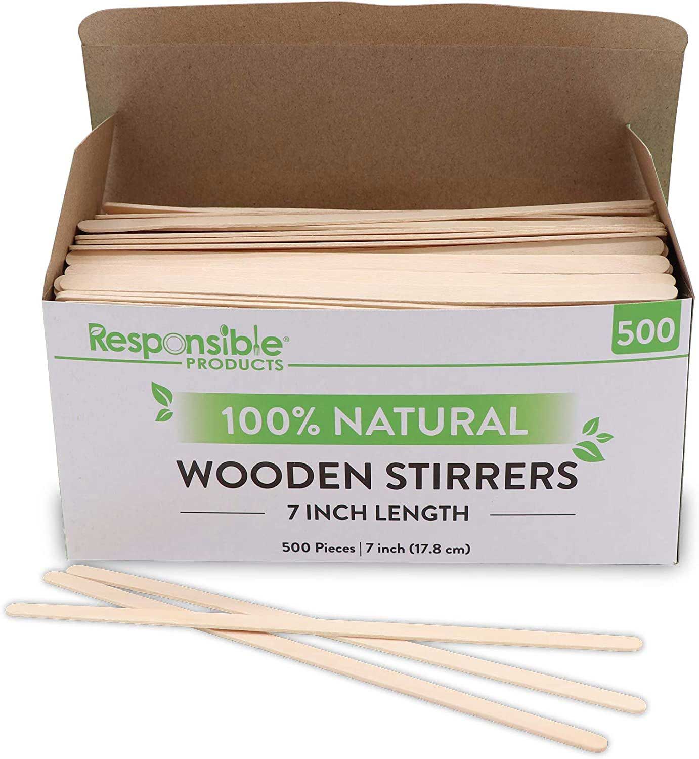 Responsible Products Natural Birch Wood Coffee Stirrer, 7 Inch -- 10000 Per Case