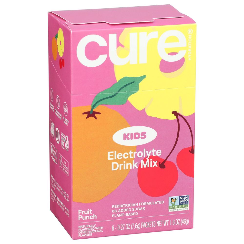 Cure Kids Fruit Punch Hydrating Electrolyte Drink Mix, 1.6 Ounce