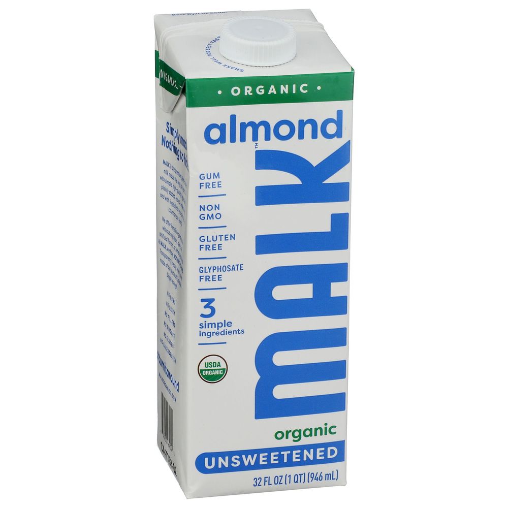 Malk Organic Unsweetened Almond Milk, 32 Fluid Ounce -- 12 Per Case