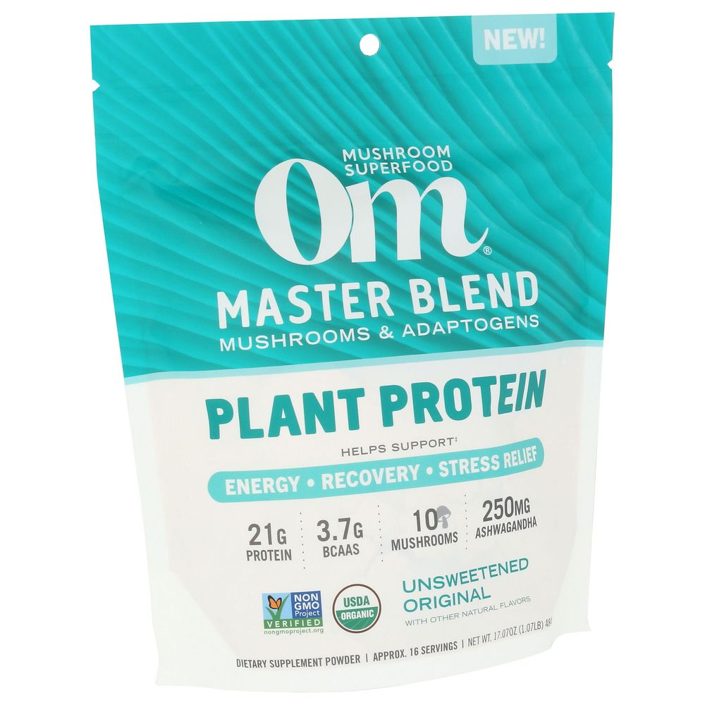 Om Organic Unsweetened Original Master Blend Plant Protein, 17.07 Ounce