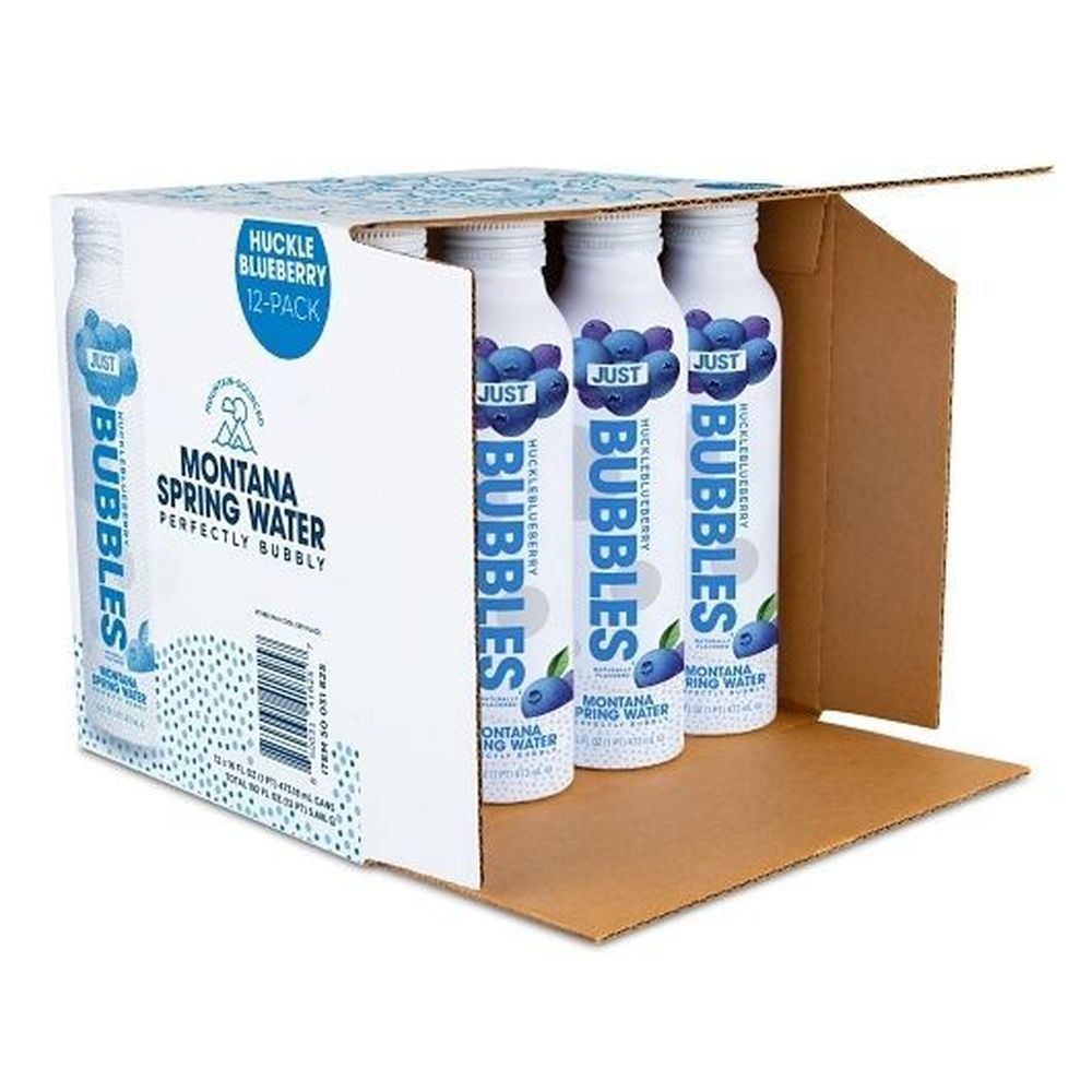 Just Bubbles Huckle Blueberry Flavored Spring Water, 16 Fluid Ounce -- 12 Per Case