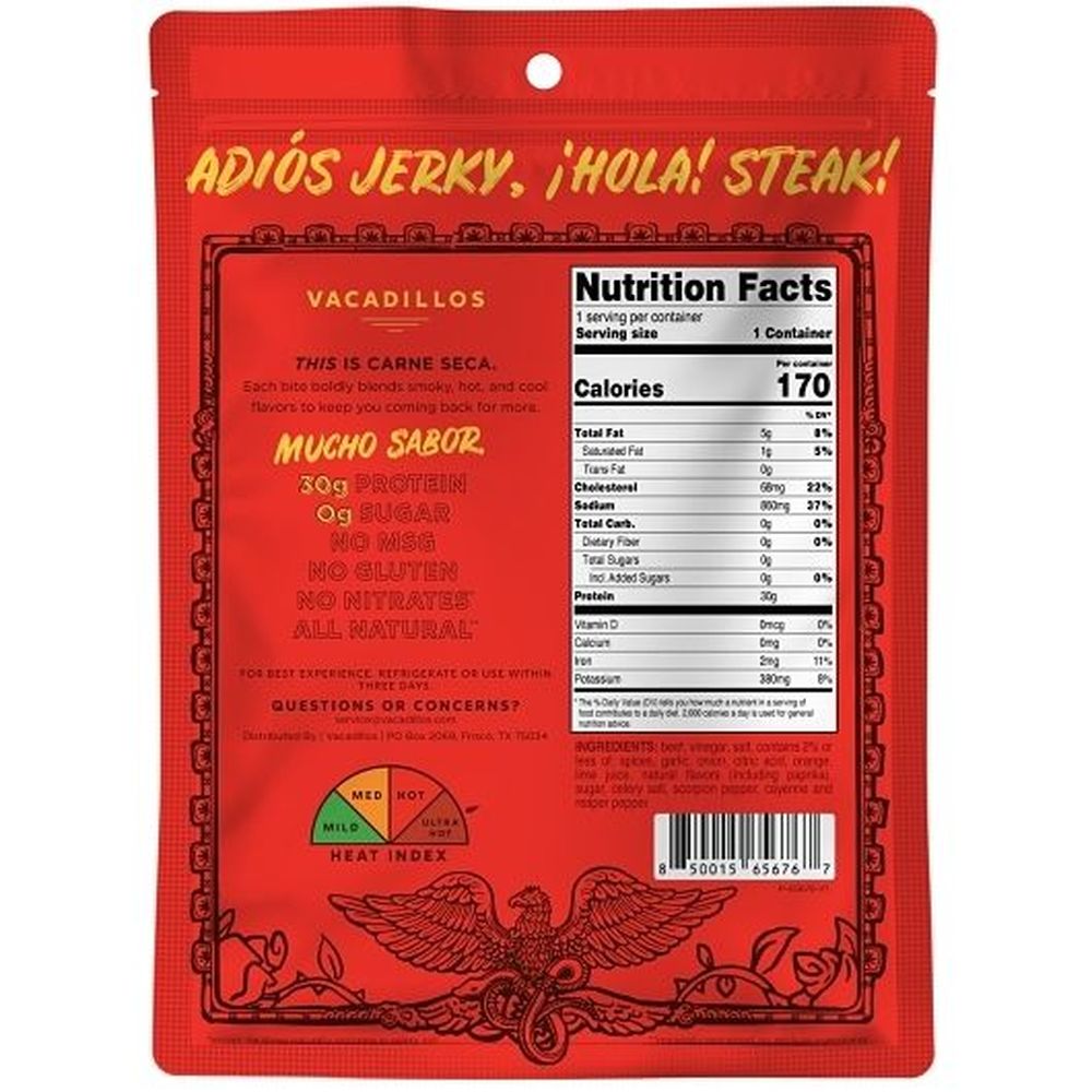 Vacadillos Scorpion Carne Seca Air Dried Beef, 2 Ounce -- 8 Per Case