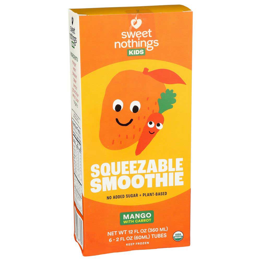 Sweet Nothings Organic Kids Mango With Carrot Squeezable Smoothie Snack, 2 Fluid Ounce -- 24 Per Case