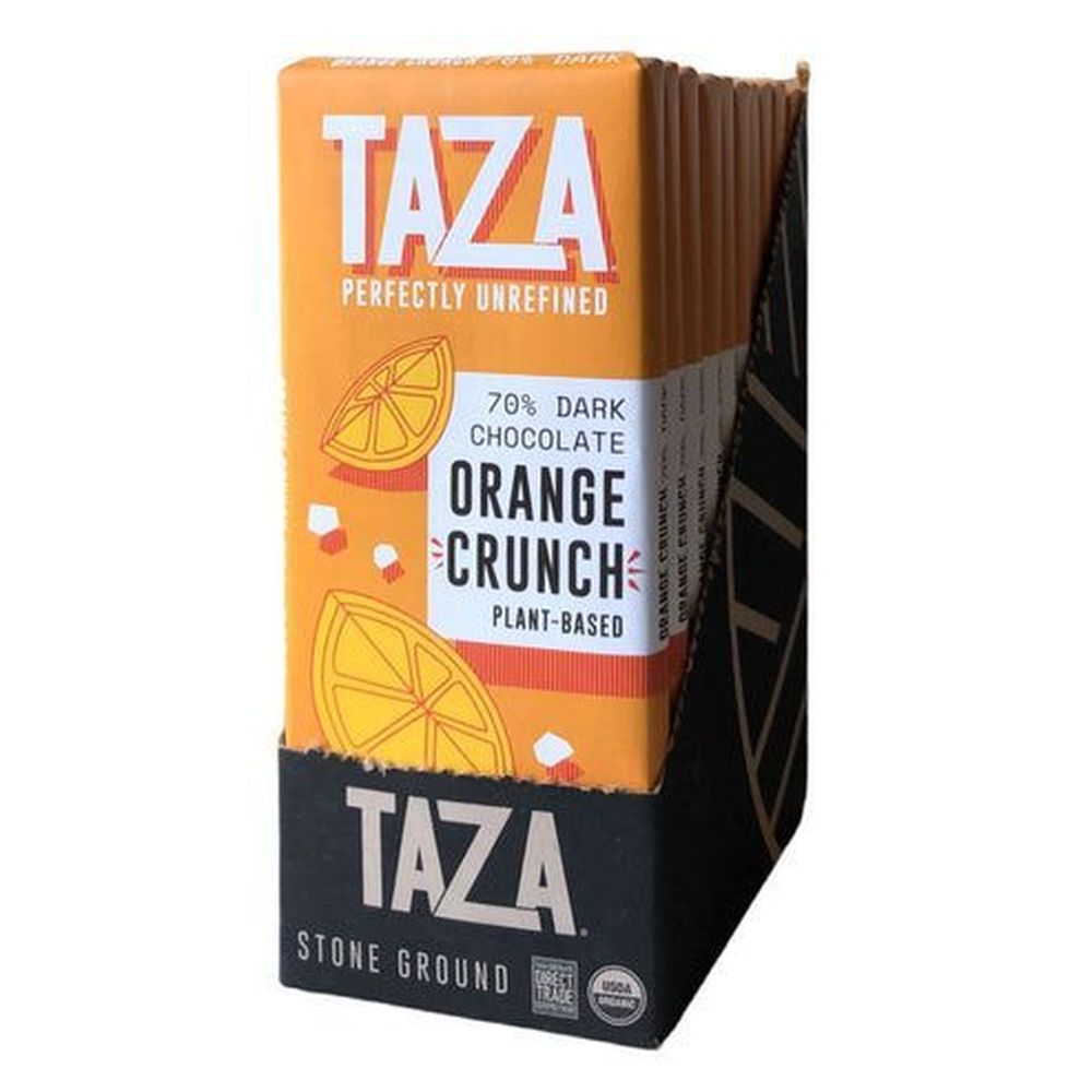 Taza Organic Orange Crunch 70 Percent Dark Chocolate Bar, 2.5 Ounce -- 10 Per Case