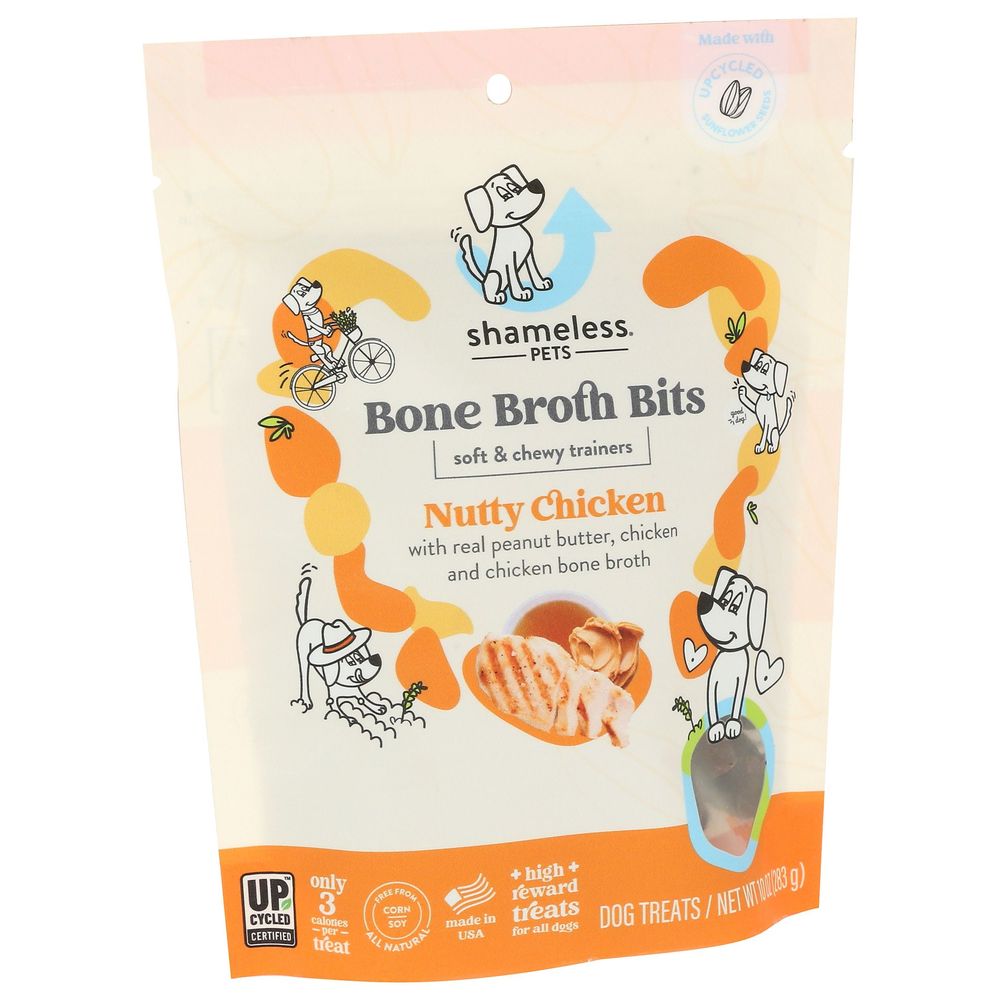 Shameless Pets Nutty Chicken Bone Broth Bits Dog Treats, 10 Ounce -- 6 Per Case