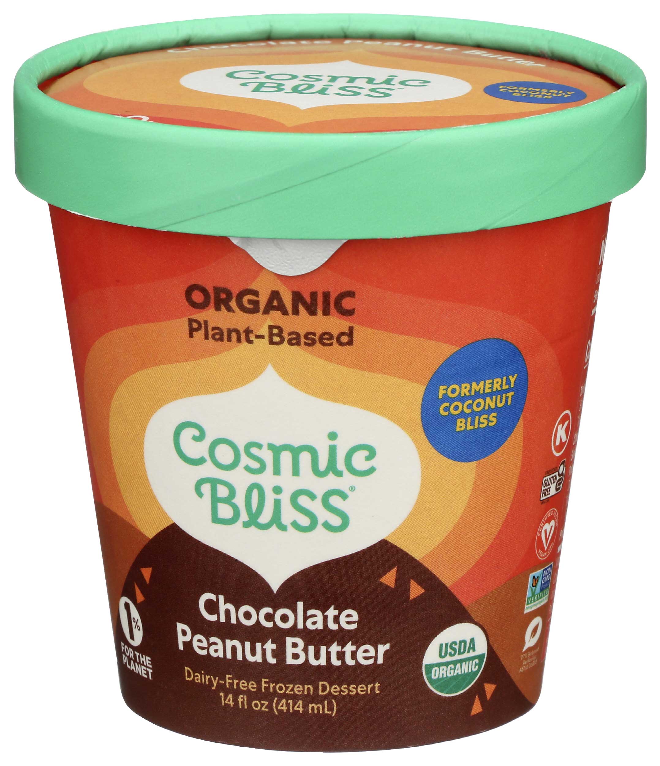 Cosmic Bliss Organic Chocolate Peanut Butter Ice Cream, 14 Fluid Ounce -- 8 per case