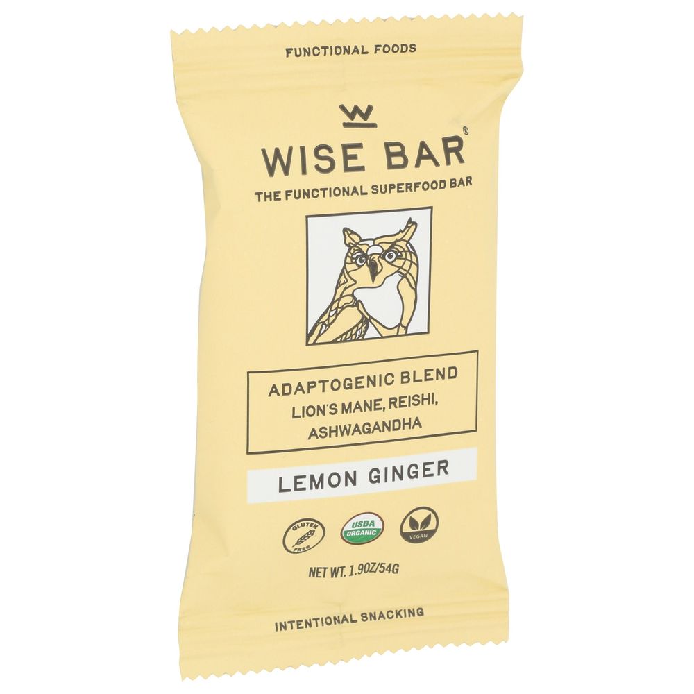 Wise Bar Organic Lemon Ginger Bar, 1.9 Ounce -- 12 Per Case
