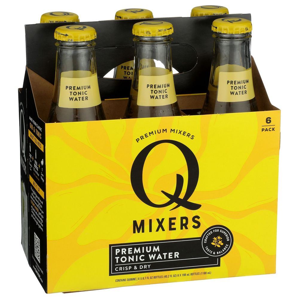 Q Mixers 6.7 Fluid Ounce Crisp And Dry Premium Tonic Water, 6 Count -- 4 Per Case