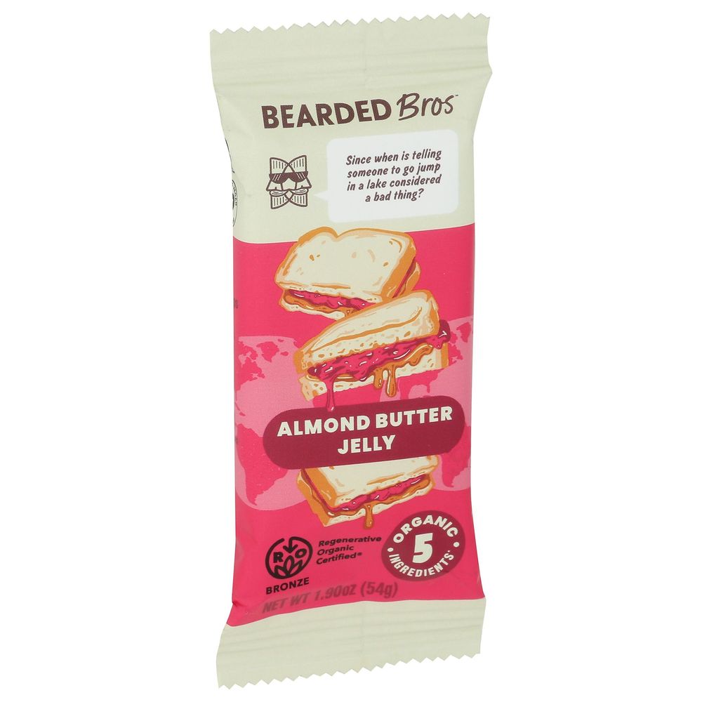 Bearded Bros Organic Almond Butter Jelly Food Bar, 1.9 Ounce -- 10 Per Case