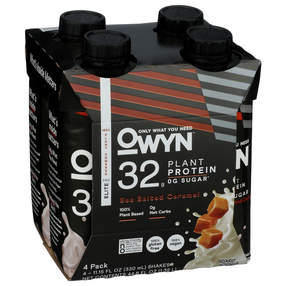 Owyn 11.15 Ounce Sea Salt Caramel Pro Elite High Protein Shakes, 4 Count -- 3 Per Case