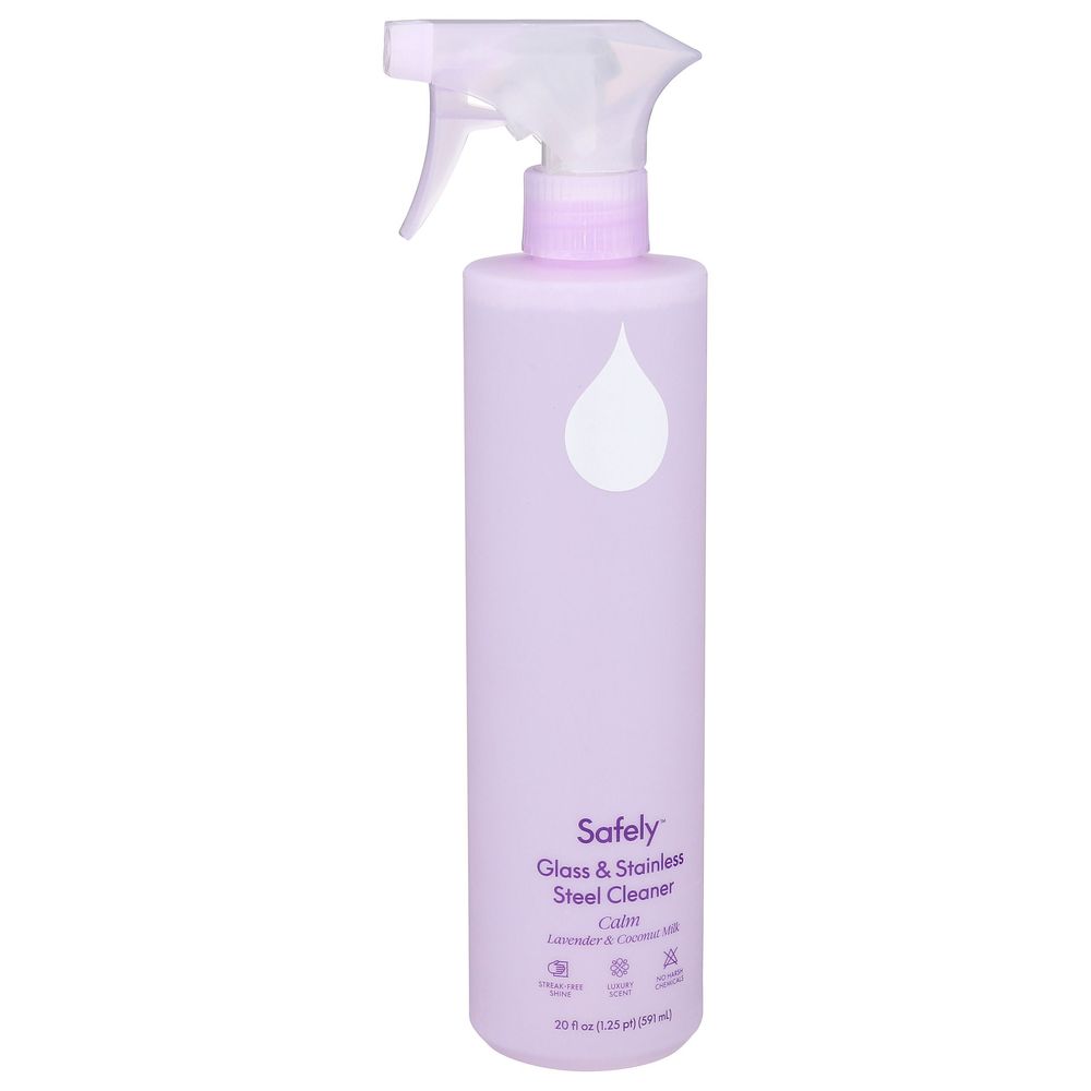 Safely Calm Lavender And Coconut Milk Glass And Stainless Steel Cleaner, 20 Fluid Ounce Spray -- 6 Per Case
